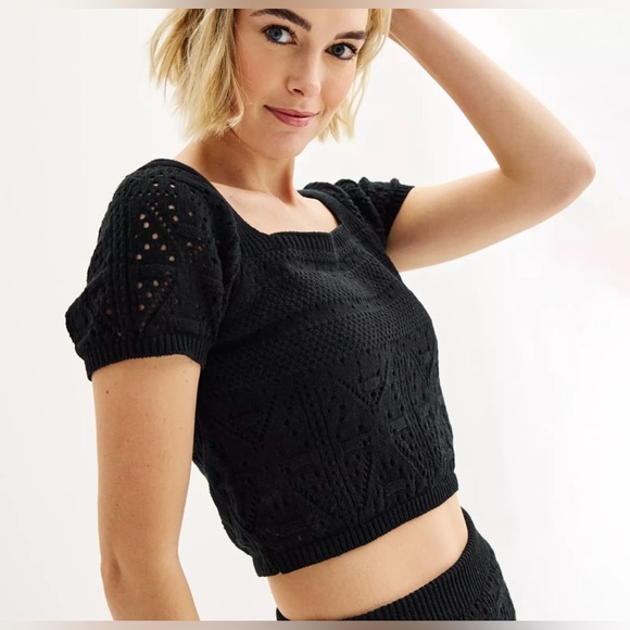 New Freshman 2 pc black crochet skirt & top set juniors medium - Picture 4 of 5